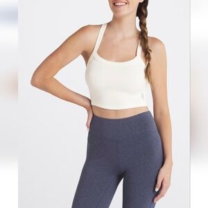 FP Movement by Free People Cream Ribbed Cropped Tank
